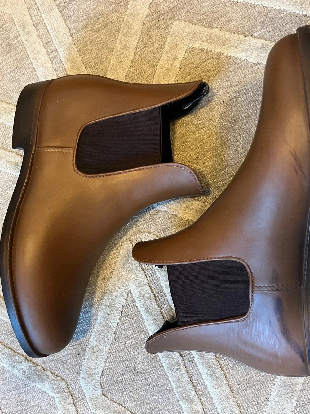 classic aigle Brown Chelsea rain ankle Boots